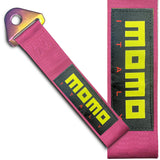 MOMO Racing JDM Honda Drift Rally Sports NEO CHROME HIGH STRENGTH Pink Tow Strap for Front / Rear Bumper