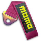 MOMO Racing JDM Honda Drift Rally Sports NEO CHROME HIGH STRENGTH Pink Tow Strap for Front / Rear Bumper