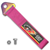 NEO CHROME FOR MUGEN RACING HIGH STRENGTH TOW PINK TOWING STRAP HOOK FOR HONDA BUMPER