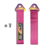 NEO CHROME FOR MUGEN RACING HIGH STRENGTH TOW PINK TOWING STRAP HOOK FOR HONDA BUMPER