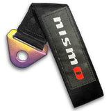 JDM NISSAN NISMO Drift Rally Sports Racing NEO CHROME HIGH STRENGTH Tow Strap for Front / Rear Bumper