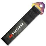 JDM NISSAN NISMO Drift Rally Sports Racing NEO CHROME HIGH STRENGTH Tow Strap for Front / Rear Bumper