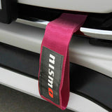 JDM NISSAN NISMO Drift Rally Sports Racing NEO CHROME HIGH STRENGTH Pink Tow Strap for Front / Rear Bumper