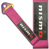 JDM NISSAN NISMO Drift Rally Sports Racing NEO CHROME HIGH STRENGTH Pink Tow Strap for Front / Rear Bumper