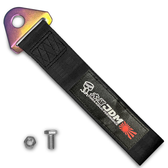 OSAKA Racing JDM Honda Drift Rally Sports NEO CHROME HIGH STRENGTH Tow Strap for Front / Rear Bumper