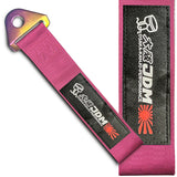 OSAKA Racing JDM Honda Drift Rally Sports NEO CHROME HIGH STRENGTH Pink Tow Strap for Front / Rear Bumper