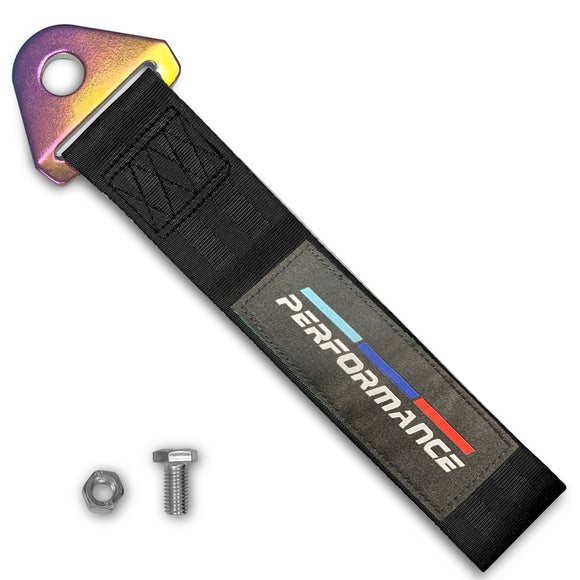 PERFORMANCE RACING Drift Rally Sports NEO CHROME HIGH STRENGTH Tow Strap for Front / Rear Bumper