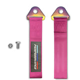 PERFORMANCE RACING Drift Rally Sports NEO CHROME HIGH STRENGTH Pink Tow Strap for Front / Rear Bumper