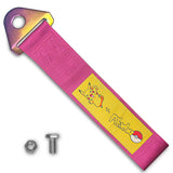 PIKACHU RACING Drift Rally Sports NEO CHROME HIGH STRENGTH Pink Tow Strap for Front / Rear Bumper
