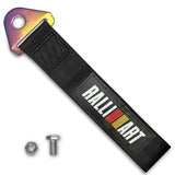 RALLIART MITSUBISHI RACING Drift Rally Sports NEO CHROME HIGH STRENGTH Tow Strap for Front / Rear Bumper