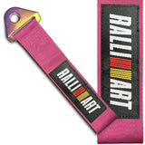 RALLIART MITSUBISHI RACING Drift Rally Sports NEO CHROME HIGH STRENGTH Pink Tow Strap for Front / Rear Bumper