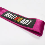 RALLIART MITSUBISHI RACING Drift Rally Sports NEO CHROME HIGH STRENGTH Pink Tow Strap for Front / Rear Bumper
