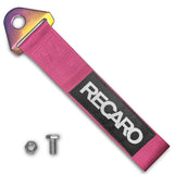 RECARO RACING Drift Rally Sports NEO CHROME HIGH STRENGTH Pink Tow Strap for Front / Rear Bumper