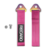RECARO RACING Drift Rally Sports NEO CHROME HIGH STRENGTH Pink Tow Strap for Front / Rear Bumper