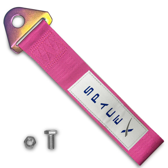 SpaceX RACING Drift Rally Sports NEO CHROME HIGH STRENGTH Pink Tow Strap for Front / Rear Bumper