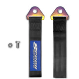 JDM SPOON SPORTS RACING Drift Rally NEO CHROME HIGH STRENGTH Tow Strap for Front / Rear Bumper