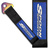 JDM SPOON SPORTS RACING Drift Rally NEO CHROME HIGH STRENGTH Tow Strap for Front / Rear Bumper