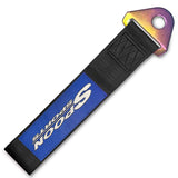 JDM SPOON SPORTS RACING Drift Rally NEO CHROME HIGH STRENGTH Tow Strap for Front / Rear Bumper