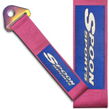 JDM SPOON SPORTS RACING Drift Rally NEO CHROME HIGH STRENGTH Pink Tow Strap for Front / Rear Bumper