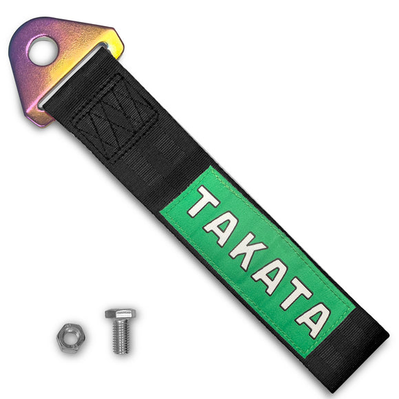 JDM TAKATA SPORTS RACING Drift Rally NEO CHROME HIGH STRENGTH Tow Strap for Front / Rear Bumper