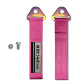 FUJUWARA TOFU RACING SPORTS Drift Rally NEO CHROME HIGH STRENGTH Pink Tow Strap for Front / Rear Bumper