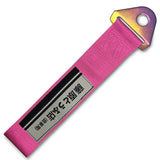 FUJUWARA TOFU RACING SPORTS Drift Rally NEO CHROME HIGH STRENGTH Pink Tow Strap for Front / Rear Bumper