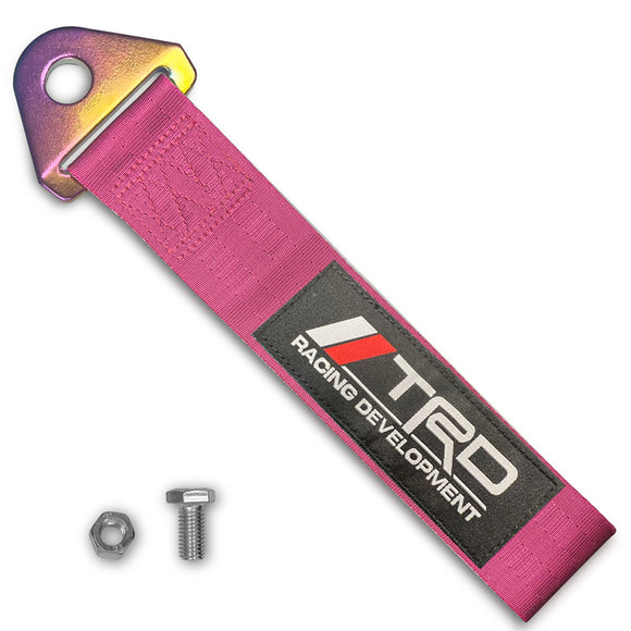 TRD RACING TOYOTA SPORTS Drift Rally NEO CHROME HIGH STRENGTH Pink Tow Strap for Front / Rear Bumper