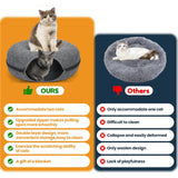 2PCS Peekaboo Cat Cave Bed for Indoor Cats, Detachable Round Felt Tunnel, 20 Inch, Light Grey + Dark Grey