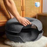 2PCS Peekaboo Cat Cave Bed for Indoor Cats, Detachable Round Felt Tunnel, 20 Inch, Dark Grey