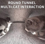 2PCS Peekaboo Cat Cave Bed for Indoor Cats, Detachable Round Felt Tunnel, 20 Inch, Dark Grey