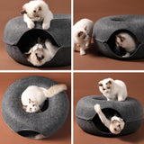 2PCS Peekaboo Cat Cave Bed for Indoor Cats, Detachable Round Felt Tunnel, 20 Inch, Dark Grey