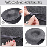 2PCS Peekaboo Cat Cave Bed for Indoor Cats, Detachable Round Felt Tunnel, 20 Inch, Dark Grey