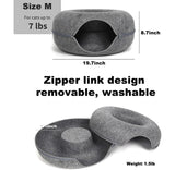2PCS Peekaboo Cat Cave Bed for Indoor Cats, Detachable Round Felt Tunnel, 20 Inch, Dark Grey