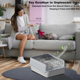 Extra Large Stainless steel cat litter box, High Sides, Odor-Free, Non Stick and Easy Clean