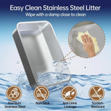 Extra Large Stainless steel cat litter box, High Sides, Odor-Free, Non Stick and Easy Clean