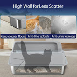 Extra Large Stainless steel cat litter box, High Sides, Odor-Free, Non Stick and Easy Clean