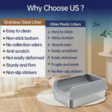 Extra Large Stainless steel cat litter box, High Sides, Odor-Free, Non Stick and Easy Clean