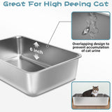 Stainless Steel Litter Box 2 Pack, Deep Stainless Steel Cat Litter Box, XL, 19.7"x13.7"x6"