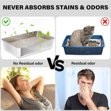 Stainless Steel Litter Box 2 Pack, Deep Stainless Steel Cat Litter Box, XL, 19.7"x13.7"x6"