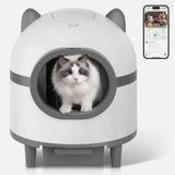 Cleaning Cat Litter Box, Large Automatic Box for Multiple Cats, APP Control, Odor Removal