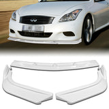 For 2008-2013 Infiniti G37 Coupe Painted White Sport Front Bumper Body Splitter Spoiler Lip 3PCS