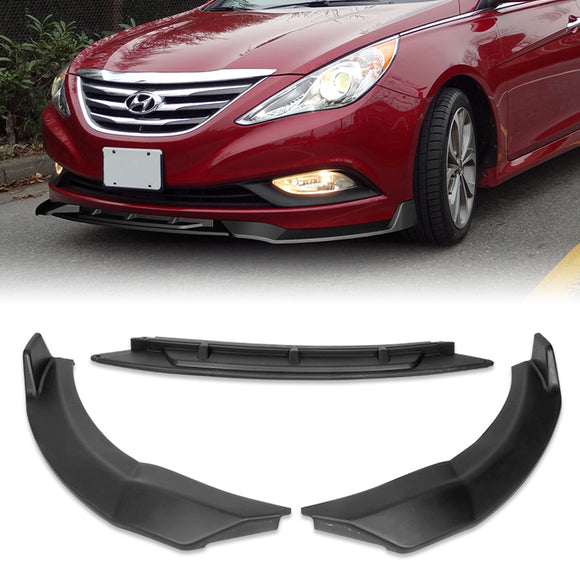 For 2011-2014 Hyundai Sonata STP-Style Matte Black Sport Front Bumper Body Splitter Spoiler Lip 3PCS