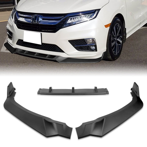 For 2018-2020 Honda Odyssey CK-Style Matte Black Sport Front Bumper Body Splitter Spoiler Lip 3PCS