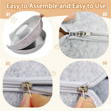 2PCS Peekaboo Cat Cave Bed for Indoor Cats, Detachable Round Felt Tunnel, 20 Inch, Light Grey