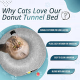 2PCS Peekaboo Cat Cave Bed for Indoor Cats, Detachable Round Felt Tunnel, 20 Inch, Light Grey