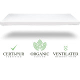 MODERA Organic Cotton Crib Topper, CertiPUR-US Ventilated 2-Inch Memory Foam Mattress Pad for Standard Baby Crib Toddler Bed w/Washable Waterproof Cover, Soft Padding, Nonslip Bottom, Travel Strap 26"x38"x2"