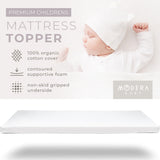 MODERA Organic Cotton Crib Topper, CertiPUR-US Ventilated 2-Inch Memory Foam Mattress Pad for Standard Baby Crib Toddler Bed w/Washable Waterproof Cover, Soft Padding, Nonslip Bottom, Travel Strap 26"x38"x2"