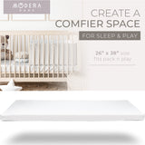 MODERA Organic Cotton Crib Topper, CertiPUR-US Ventilated 2-Inch Memory Foam Mattress Pad for Standard Baby Crib Toddler Bed w/Washable Waterproof Cover, Soft Padding, Nonslip Bottom, Travel Strap 26"x38"x2"