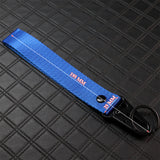 For Dodge Racing Logo Keychain Metal Key Ring Hook Blue Strap Nylon Lanyard