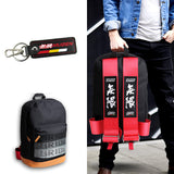 Mugen Set Bride Gradation Cloth Backpack with Red Harness Adjustable Shoulder Straps with Black Keyring Keychain Tag